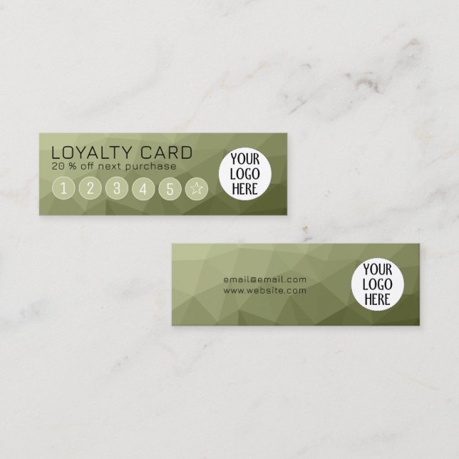 Army green Gradient Geometric Mesh Custom Logo Loyalty Card (Front/Back)