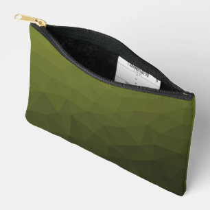 Army green gradient geometric mesh pattern accessory pouch