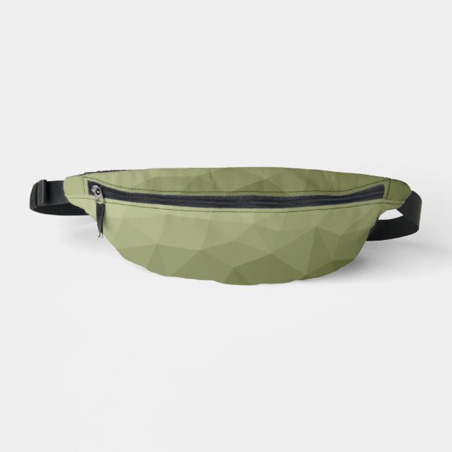 Army green gradient geometric mesh pattern bum bags (Front)