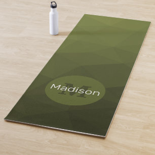 Army green gradient geometry mesh pattern Monogram Yoga Mat