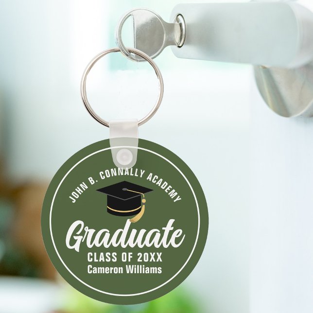 Army Green Graduate Custom Graduation Gift Key Ring (Creator Uploaded)
