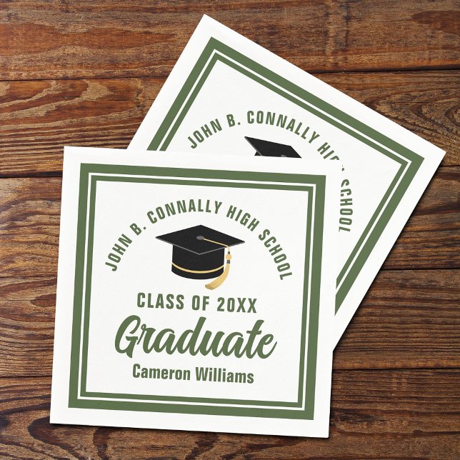 Army Green Graduate Military Graduation Party Napkin (Creator Uploaded)