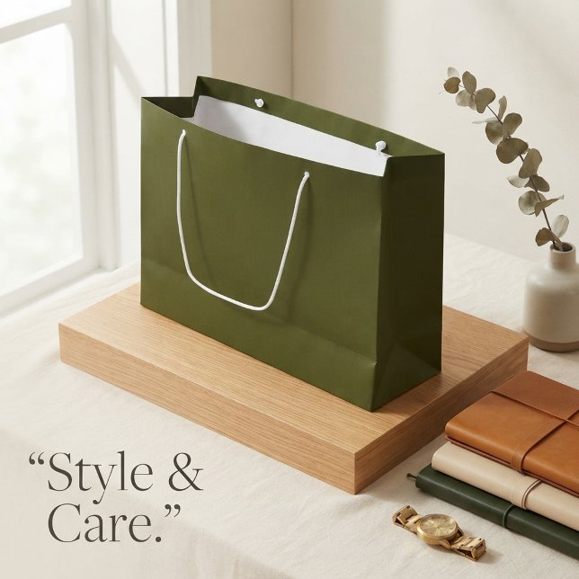 Army Green Large Gift Bag – Single Colour Design (Army Green Large Gift Bag – Single Color Design)