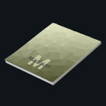 Army green light geometric mesh pattern Monogram Notepad<br><div class="desc">Monogram Personalise notepad school office stationery with your custom initial and name. Triangle geometric mesh with light dark army green ombre gradient.</div>