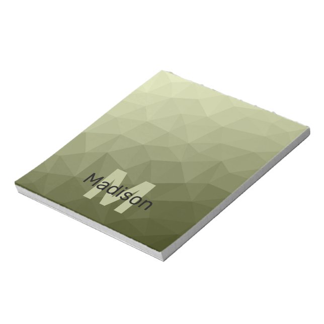 Army green light geometric mesh pattern Monogram Notepad (Rotated)