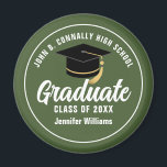 Army Green Military School Custom 2024 Graduation Magnet<br><div class="desc">This army green custom senior graduate magnet features classy white typography of your military high school or college name for the class of 2024. Customize with your graduating year under the chic white handwritten script and black grad cap for a great personalized graduation keepsake.</div>