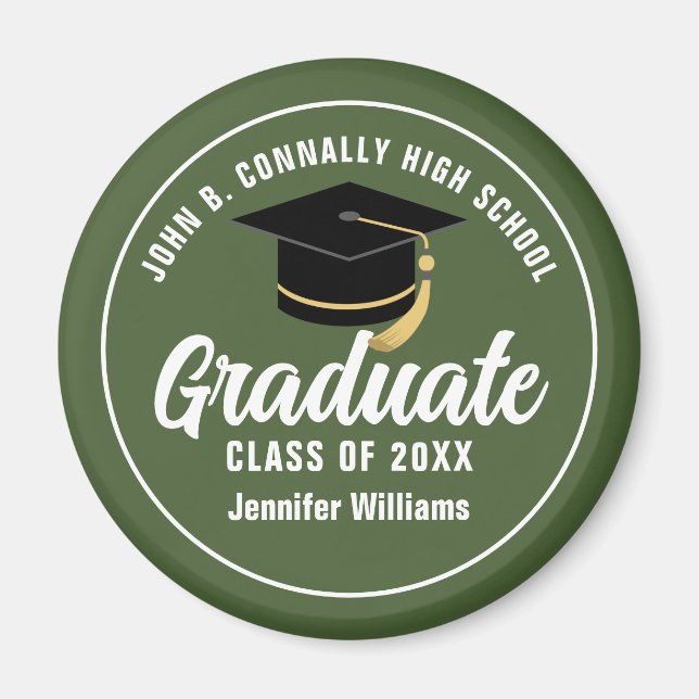 Army Green Military School Custom 2024 Graduation Magnet (Front)