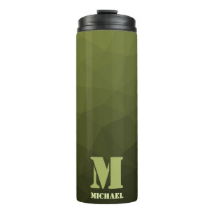 Army green olive geometric mesh pattern Monogram Thermal Tumbler