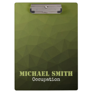 Army green olive geometric mesh Your Custom name Clipboard