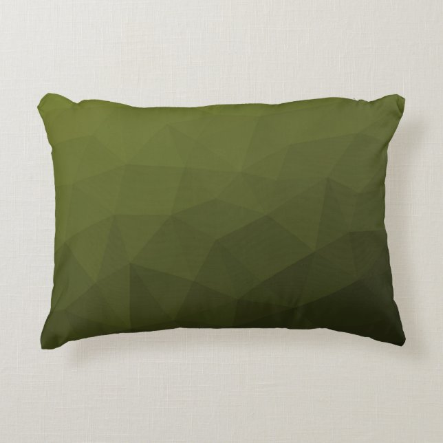 Army green olive gradient geometric mesh pattern decorative cushion (Front)