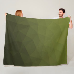 Army green olive gradient geometric mesh pattern fleece blanket