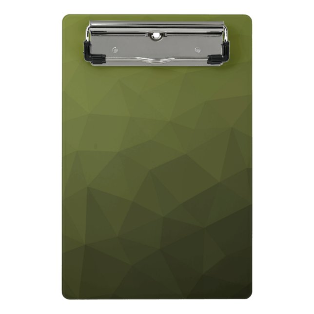 Army green olive gradient geometric mesh pattern mini clipboard (Front)