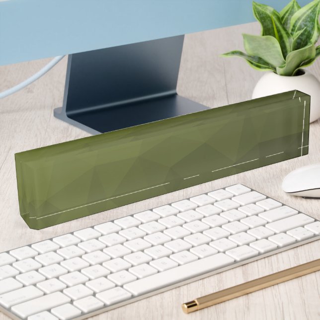 Army green olive gradient geometric mesh pattern nameplate
