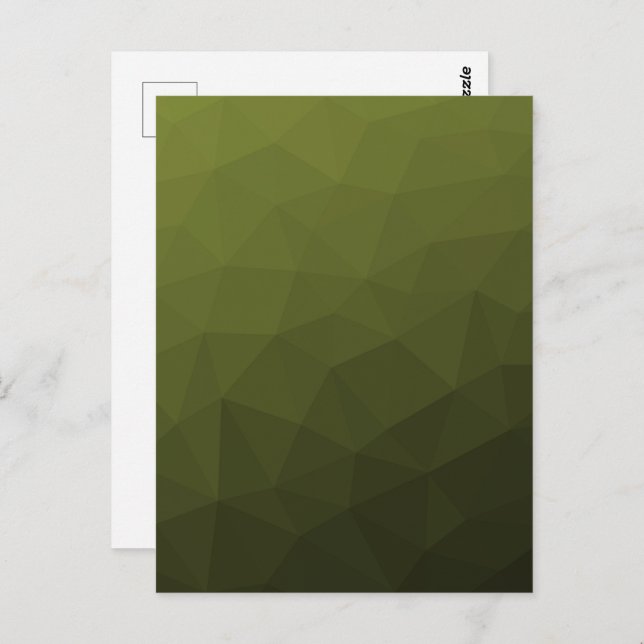Army green olive gradient geometric mesh pattern postcard (Front/Back)