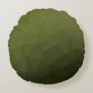 Army green olive gradient geometric mesh pattern round cushion