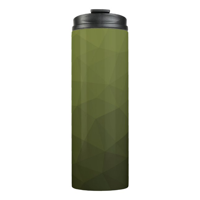 Army green olive gradient geometric mesh pattern thermal tumbler (Front)
