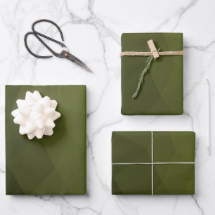 Army green olive gradient geometric mesh pattern wrapping paper sheet