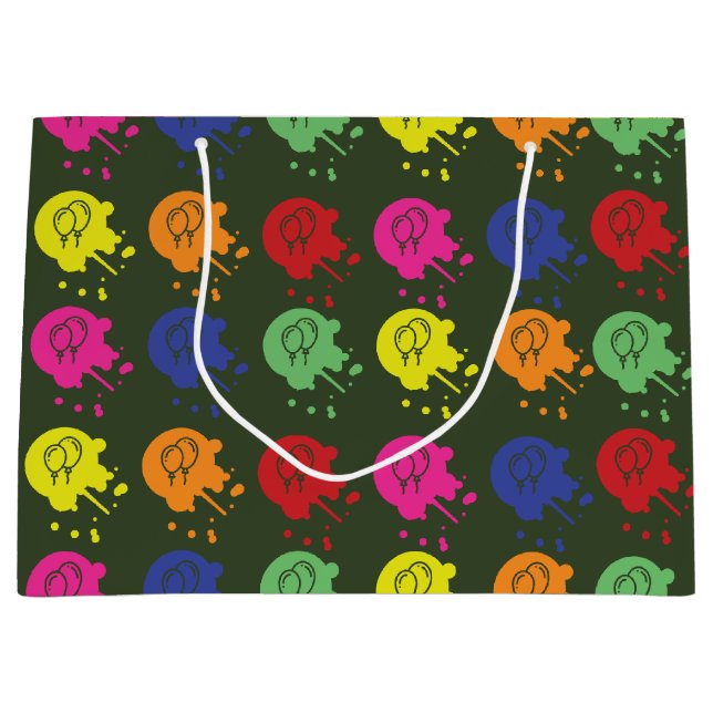 Army Green Paintball Party Balloon Pattern Large Gift Bag (Front)