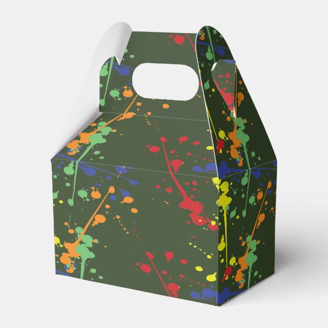 Army Green Paintball Party Splatter Favour Box (Front Side)