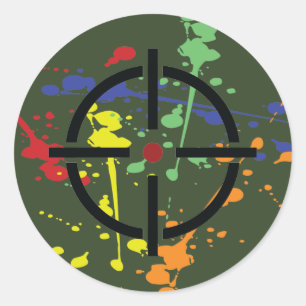 Army Green Paintball Party Splatter Target Classic Round Sticker