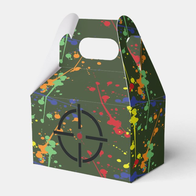 Army Green Paintball Party Splatter Target Favour Box (Front Side)