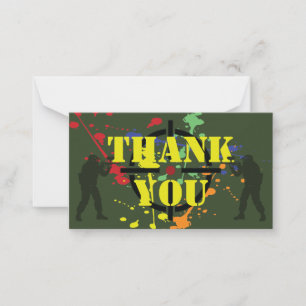 Army Green Paintball Party Thank You Advice Card