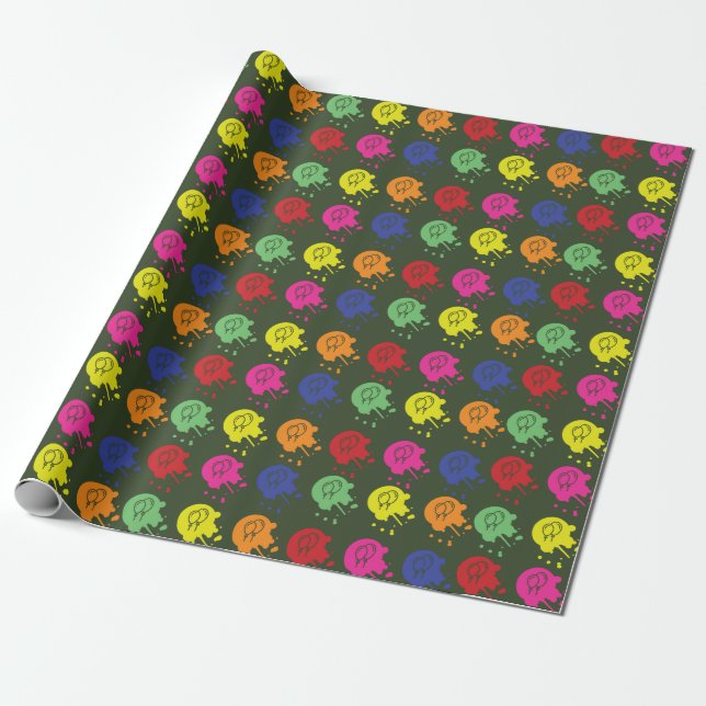Army Green Paintball Wrapping Paper (Unrolled)