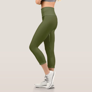 Army green (solid colour) capri leggings