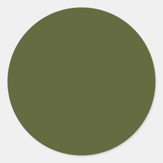 Army green (solid colour)  classic round sticker (Front)