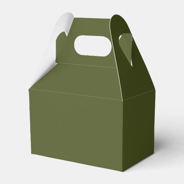 Army Green Solid Colour Favour Box (Front Side)