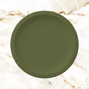 Army Green Solid Colour Paper Plate
