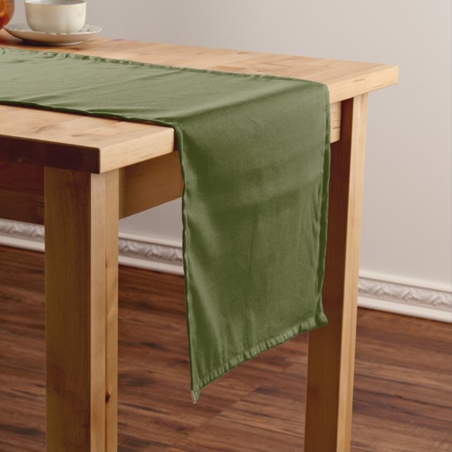 Army Green Solid Colour Short Table Runner (In Situ)