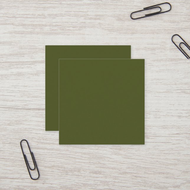 Army Green Square Business Card (Front/Back In Situ)