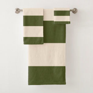 Army Green Stripes Bath Towel Set