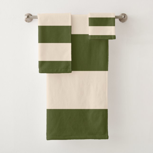 Army Green Stripes Bath Towel Set (Insitu)