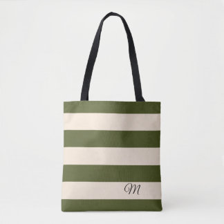 Army Green Stripes Tote Bag