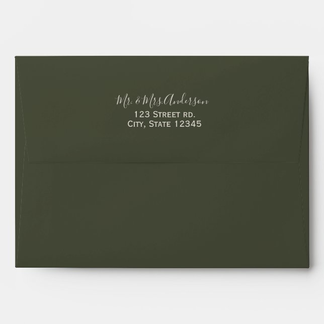 ARMY GREEN TROPICAL WATERCOLOR ENVELOPE W/ ADDRESS (Back (Top Flap))