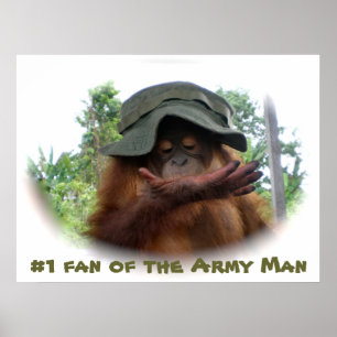 Army Hat cute baby orangutan Poster