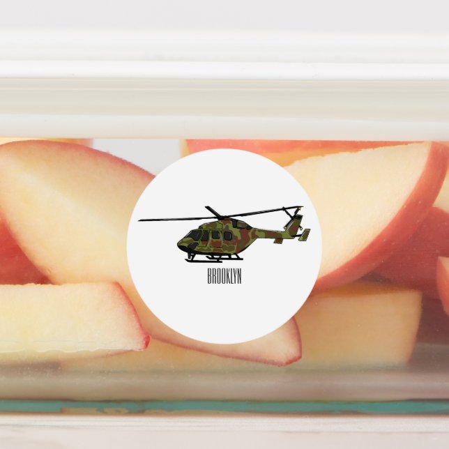 Army helicopter cartoon illustration  (Affixed)
