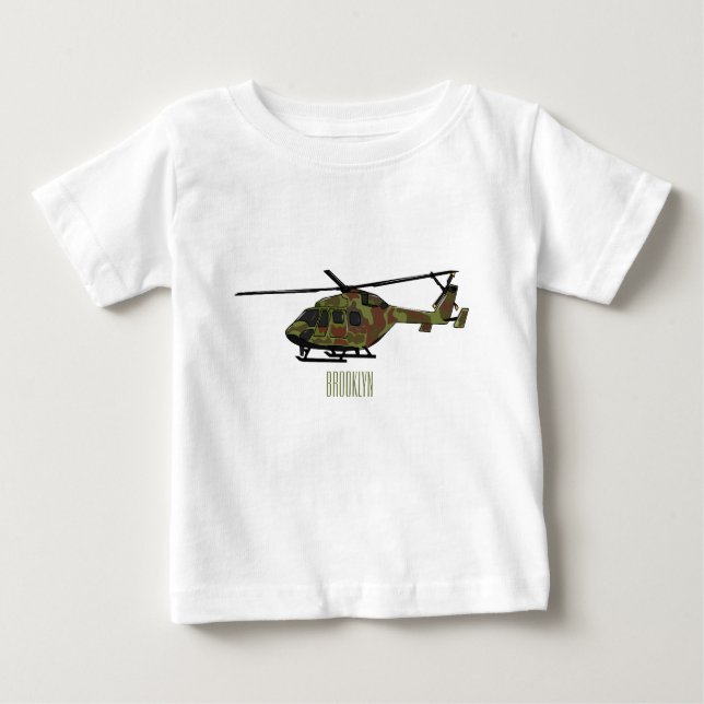 Army helicopter cartoon illustration  baby T-Shirt (Front)