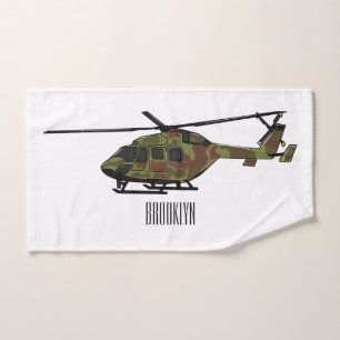 Army helicopter cartoon illustration bath towel set