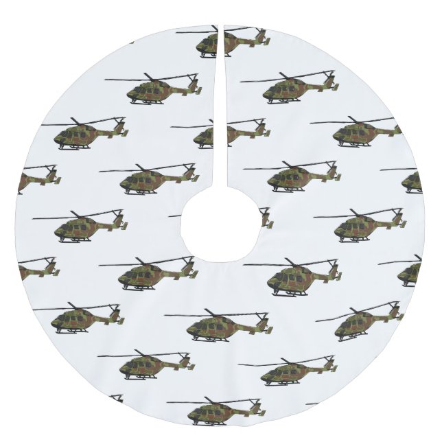 Army helicopter cartoon illustration  brushed polyester tree skirt (Front)