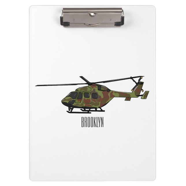 Army helicopter cartoon illustration  clipboard (Front)