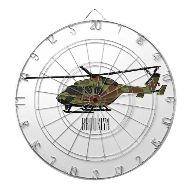 Army helicopter cartoon illustration  dartboard (Front)