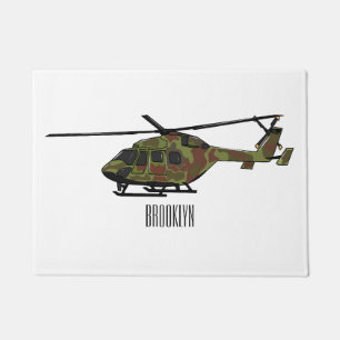 Army helicopter cartoon illustration doormat