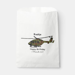 Army helicopter cartoon illustration favour bag