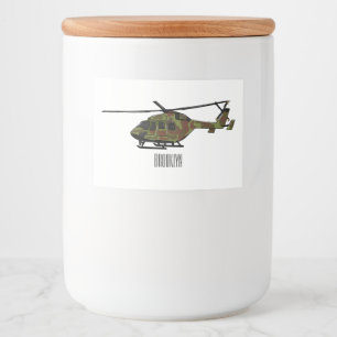 Army helicopter cartoon illustration food label