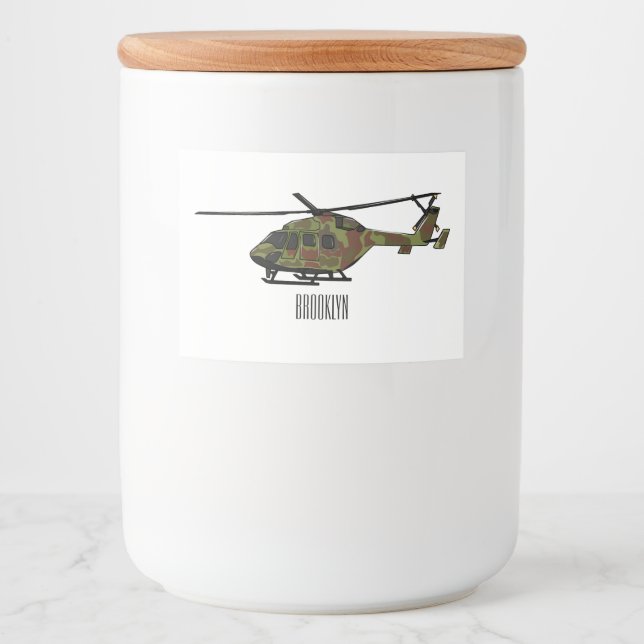 Army helicopter cartoon illustration  food label (Front)