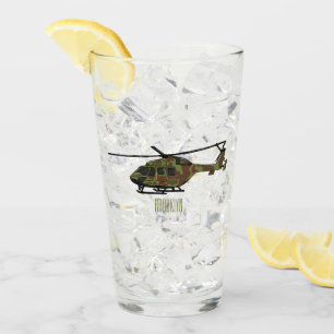 Army helicopter cartoon illustration  glass