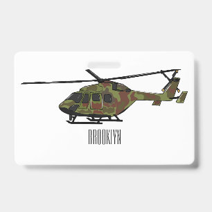 Army helicopter cartoon illustration ID badge